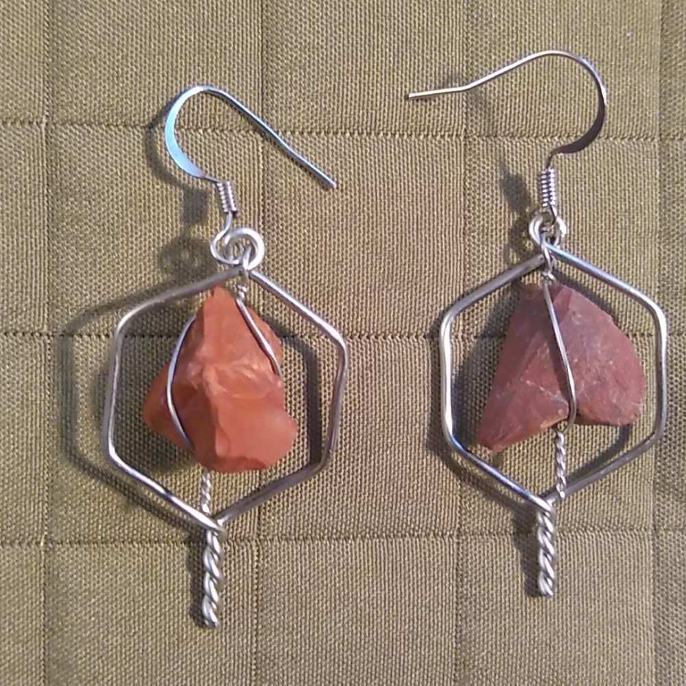 Handmade River Jasper and Stainless Earrings - Picture 1 of 1